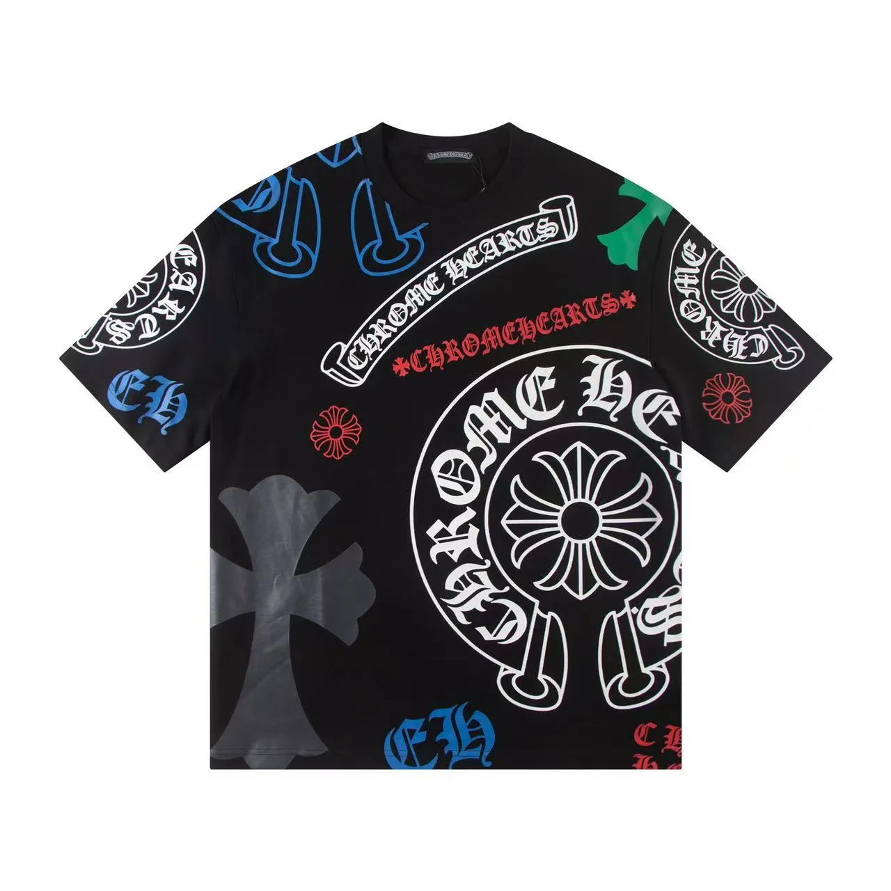 🅿️160 Style: 2025 new Croix Heart short-sleeved T-shirt Material: High version 300g double yarn combed cotton Size: S～XL Color: Black Style number: Z007
